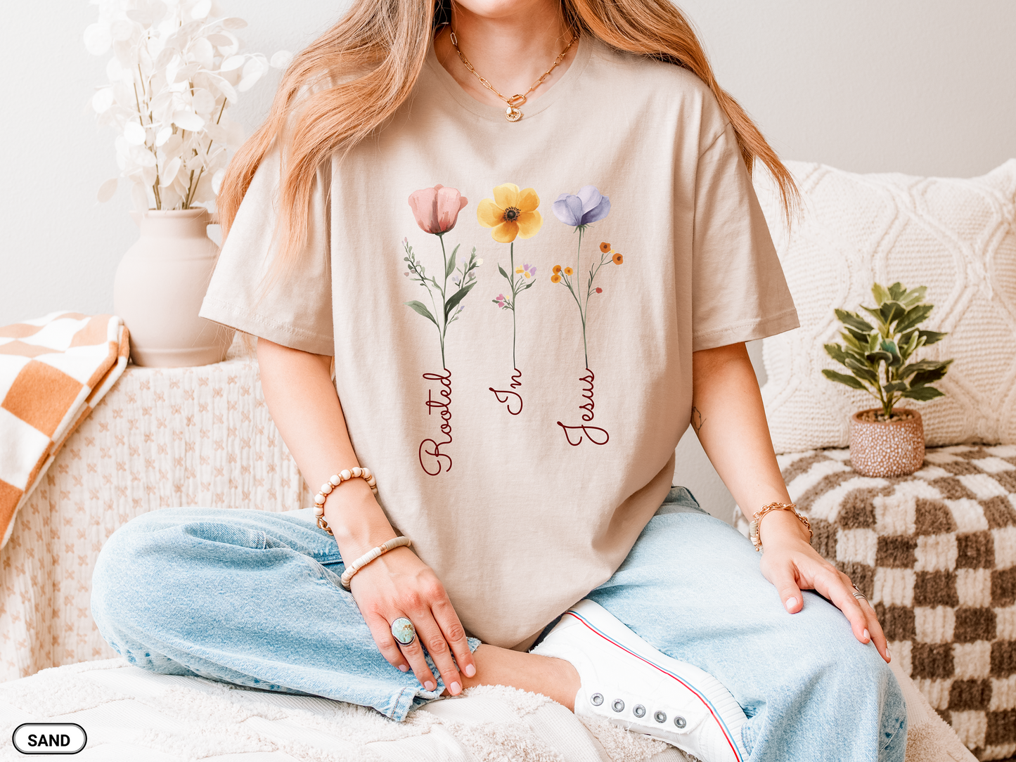 Floral Rooted In Jesus T-Shirt