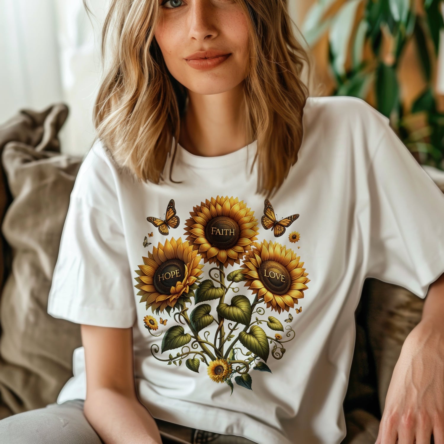 Christian Faith Inspired Religious Sunflower T-Shirt