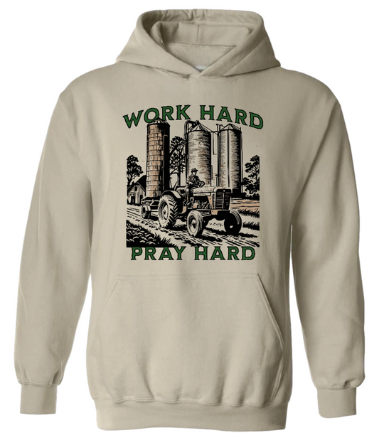 Work Hard Pray Hard Hoodie Christian Faith 