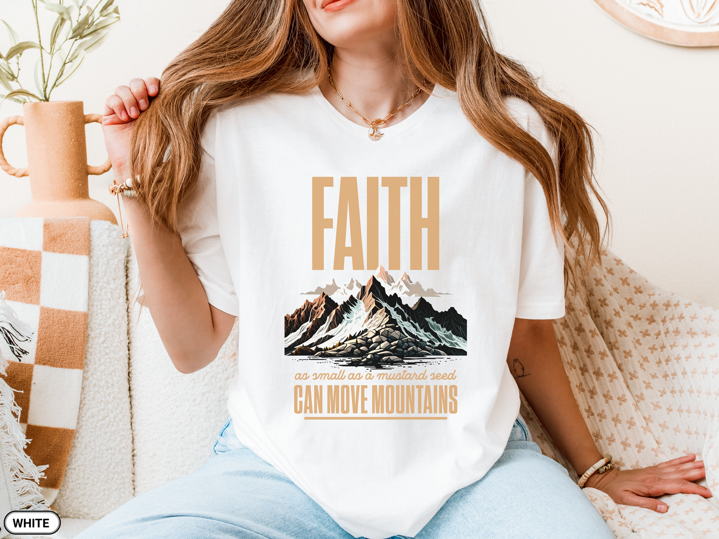 Faith Can Move Mountains T-Shirt, Mustard Seed Shirt, Bible Verse Tee, Faith Shirt, Nature Tee, Gift for Him, Gift For Her